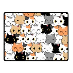 Cute-cat-kitten-cartoon-doodle-seamless-pattern Fleece Blanket (small) by Simbadda