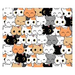 Cute-cat-kitten-cartoon-doodle-seamless-pattern Premium Plush Fleece Blanket (small) by Simbadda