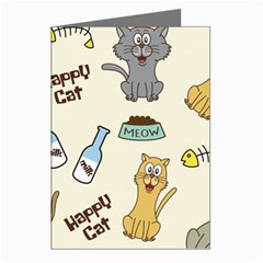 Happy-cats-pattern-background Greeting Cards (pkg Of 8) by Simbadda