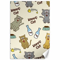 Happy-cats-pattern-background Canvas 12  X 18  by Simbadda