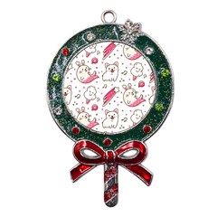 Cute-animals-seamless-pattern-kawaii-doodle-style Metal X mas Lollipop With Crystal Ornament