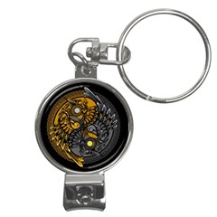 Yin-yang-owl-doodle-ornament-illustration Nail Clippers Key Chain by Simbadda