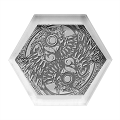 Yin-yang-owl-doodle-ornament-illustration Hexagon Wood Jewelry Box by Simbadda