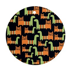 Seamless-pattern-with-cats Round Ornament (two Sides)