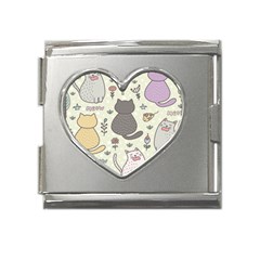 Funny Cartoon Cat Seamless Pattern Mega Link Heart Italian Charm (18mm)