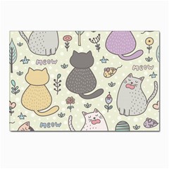 Funny Cartoon Cat Seamless Pattern Postcard 4 x 6  (pkg Of 10)