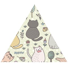 Funny Cartoon Cat Seamless Pattern Wooden Puzzle Triangle by Simbadda