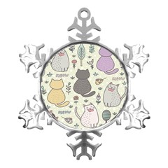 Funny Cartoon Cat Seamless Pattern Metal Small Snowflake Ornament