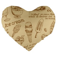 Ice-cream-vintage-pattern Large 19  Premium Heart Shape Cushions by Simbadda