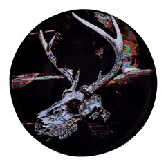 Deer Skull Round Glass Fridge Magnet (4 Pack) by MonfreyCavalier