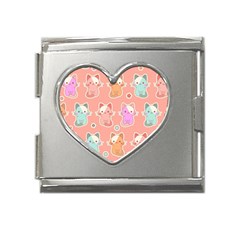 Cute-kawaii-kittens-seamless-pattern Mega Link Heart Italian Charm (18mm)