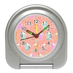 Cute-kawaii-kittens-seamless-pattern Travel Alarm Clock by Simbadda