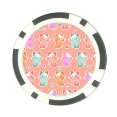 Cute-kawaii-kittens-seamless-pattern Poker Chip Card Guard (10 Pack) by Simbadda