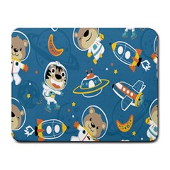 Seamless-pattern-funny-astronaut-outer-space-transportation Small Mousepad by Simbadda