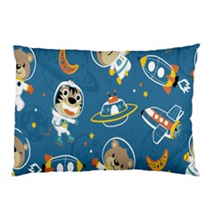 Seamless-pattern-funny-astronaut-outer-space-transportation Pillow Case