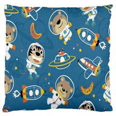 Seamless-pattern-funny-astronaut-outer-space-transportation Standard Premium Plush Fleece Cushion Case (two Sides) by Simbadda