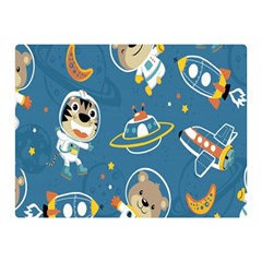 Seamless-pattern-funny-astronaut-outer-space-transportation Two Sides Premium Plush Fleece Blanket (mini) by Simbadda