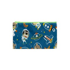 Seamless-pattern-funny-astronaut-outer-space-transportation Cosmetic Bag (xs) by Simbadda