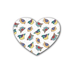 Seamless-pattern-with-hand-drawn-bird-black Rubber Heart Coaster (4 Pack) by Simbadda