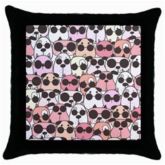 Cute-dog-seamless-pattern-background Throw Pillow Case (Black)