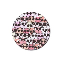 Cute-dog-seamless-pattern-background Rubber Coaster (Round)