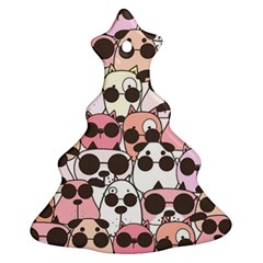 Cute-dog-seamless-pattern-background Christmas Tree Ornament (Two Sides)