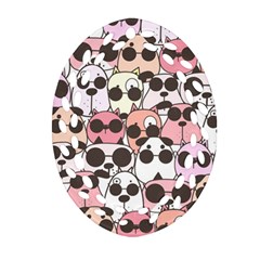 Cute-dog-seamless-pattern-background Oval Filigree Ornament (Two Sides)