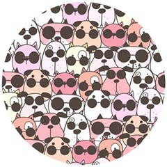 Cute-dog-seamless-pattern-background Wooden Puzzle Round by Simbadda