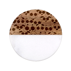 Cute-dog-seamless-pattern-background Classic Marble Wood Coaster (Round) 