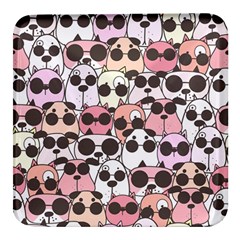 Cute-dog-seamless-pattern-background Square Glass Fridge Magnet (4 pack)