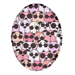 Cute-dog-seamless-pattern-background Oval Glass Fridge Magnet (4 pack)