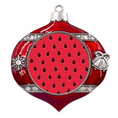 Seamless-watermelon-surface-texture Metal Snowflake And Bell Red Ornament