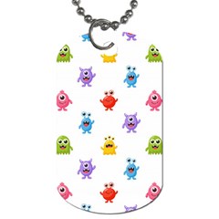Seamless-pattern-cute-funny-monster-cartoon-isolated-white-background Dog Tag (two Sides)