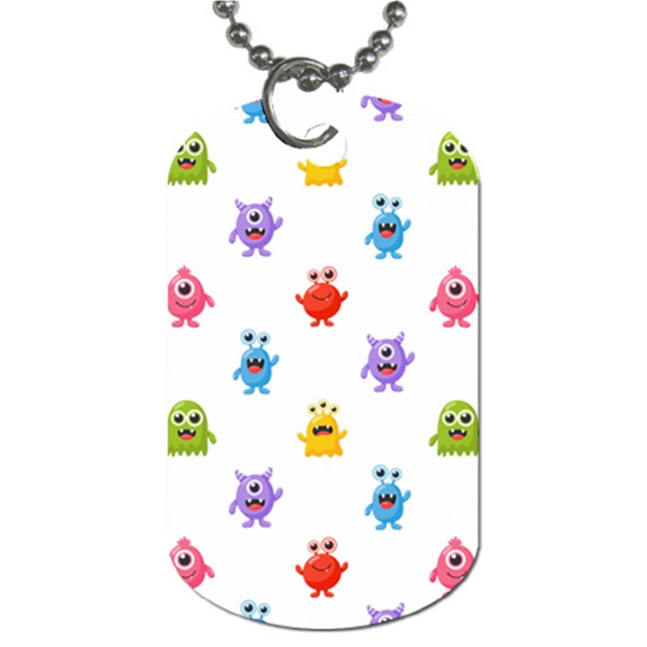 Seamless-pattern-cute-funny-monster-cartoon-isolated-white-background Dog Tag (Two Sides)