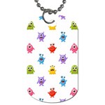 Seamless-pattern-cute-funny-monster-cartoon-isolated-white-background Dog Tag (Two Sides) Back