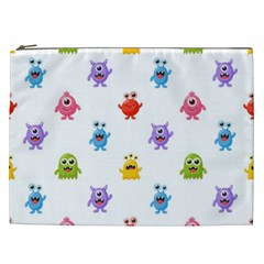 Seamless-pattern-cute-funny-monster-cartoon-isolated-white-background Cosmetic Bag (xxl) by Simbadda