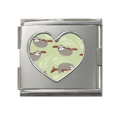 Sloths-pattern-design Mega Link Heart Italian Charm (18mm)