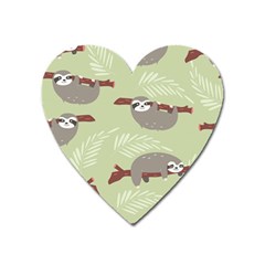 Sloths-pattern-design Heart Magnet by Simbadda