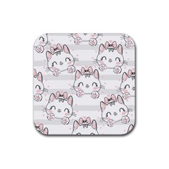 Cat-with-bow-pattern Rubber Coaster (square) by Simbadda