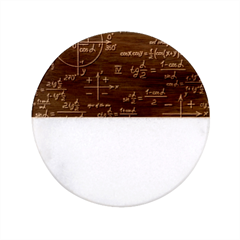 Mathematical-seamless-pattern-with-geometric-shapes-formulas Classic Marble Wood Coaster (round)  by Simbadda