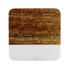 Mathematical-seamless-pattern-with-geometric-shapes-formulas Marble Wood Coaster (square) by Simbadda