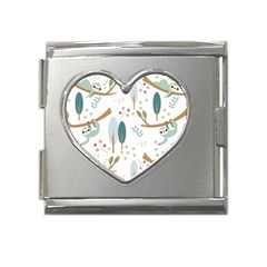 Pattern-sloth-woodland Mega Link Heart Italian Charm (18mm)