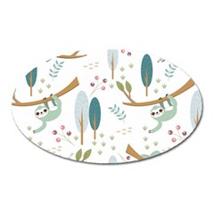 Pattern-sloth-woodland Oval Magnet