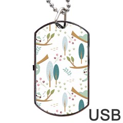 Pattern-sloth-woodland Dog Tag Usb Flash (one Side) by Simbadda