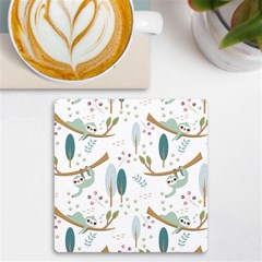 Pattern-sloth-woodland Uv Print Square Tile Coaster  by Simbadda