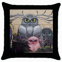 Graffiti Owl Design Throw Pillow Case (Black)