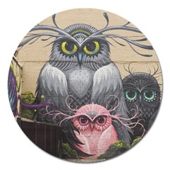 Graffiti Owl Design Magnet 5  (round) by Excel