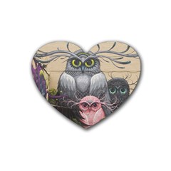 Graffiti Owl Design Rubber Coaster (Heart)