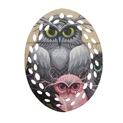 Graffiti Owl Design Oval Filigree Ornament (Two Sides)