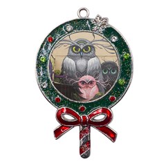 Graffiti Owl Design Metal X Mas Lollipop with Crystal Ornament